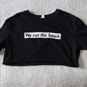 Garage Tops - Garage “We run this beach” cropped T-shirt Garage Tops - Garage “We run this beach” cropped T-shirt